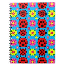 Caderno Espiral Joaninhas e Flores Coloridas
