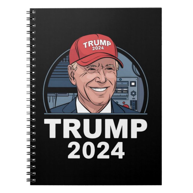 Caderno Espiral Joe biden Vestindo Um Chapéu De Trump (Frente)