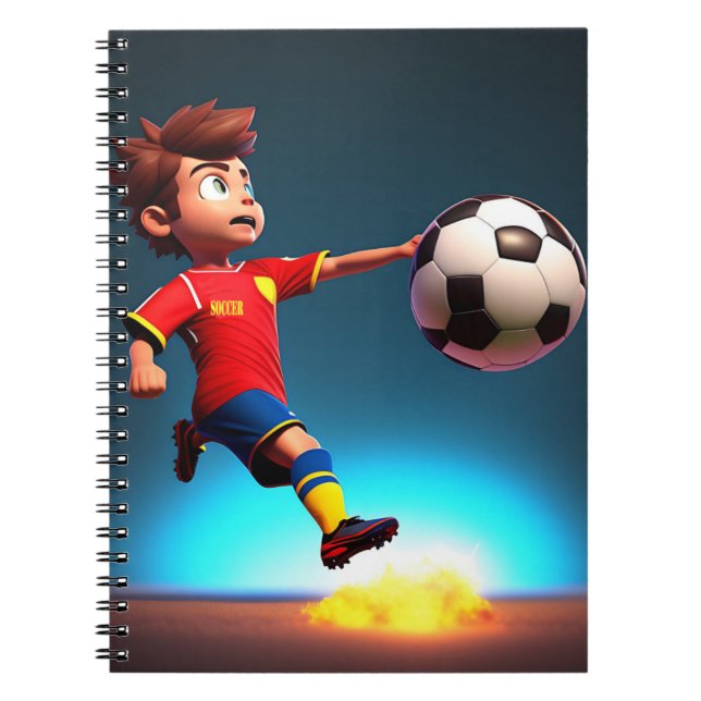 Caderno Espiral Jogador Animado De Futebol Com Bola, Notebook (Frente)