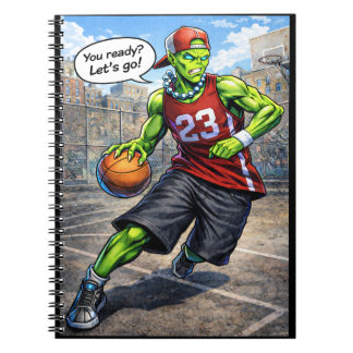 Caderno Espiral Jogador de Basquete Alien Urbano - Arte em Estilo