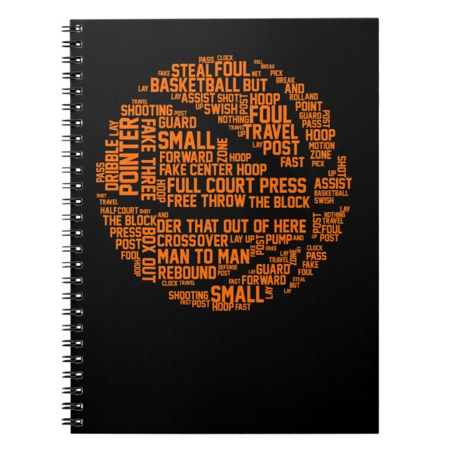 Caderno Espiral Jogador de basquetebol Typografia (Frente)
