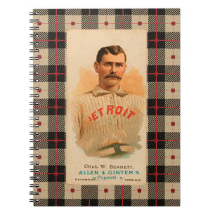 Caderno Espiral Jogador de beisebol antigo de Detroit