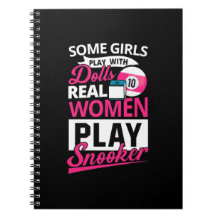Caderno Espiral Jogador de Bilhar Mulher Real Joga Snooker