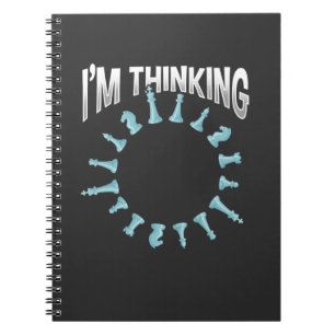 Caderno Espiral Jogador de Conselho do Xadrez Pensando no jogo