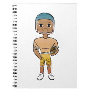 Caderno Espiral jogador de futebol arco-íris retrô vintage ombre