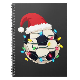 Caderno Espiral Jogador de futebol molhado em luzes de Natal