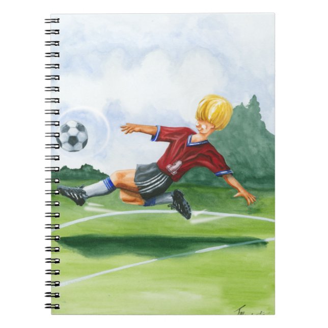 Caderno Espiral Jogador de futebol picando uma bola por Jay Throck (Frente)