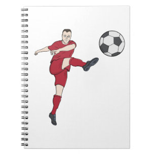 Caderno Espiral Jogador de Futebol Retrô Chutando Bola em Ação de