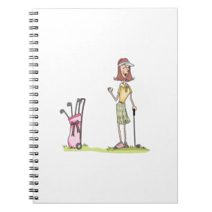 Caderno Espiral Jogador de golfe da mulher