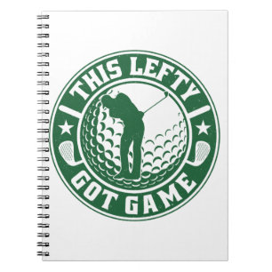 Caderno Espiral Jogador de Golfe Engraçado à Esquerda
