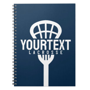 Caderno Espiral Jogador de Lacrosse TEXTO PERSONALIZADO Equipe Mal