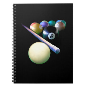 Caderno Espiral Jogador de Piscina do Billiard Balls Cue Snooker