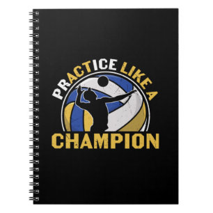 Caderno Espiral Jogador de Voleibol Prática Como Um Campeão