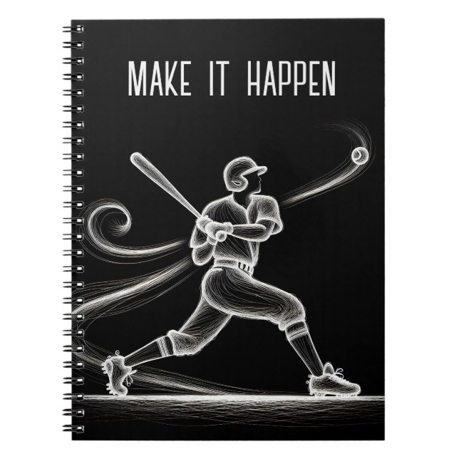 Caderno Espiral Jogador Neon Baseball com Cotação (Frente)