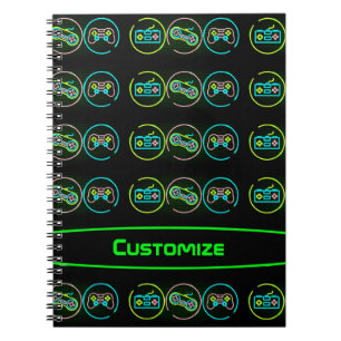 Caderno Espiral Jogador Preto e Neon