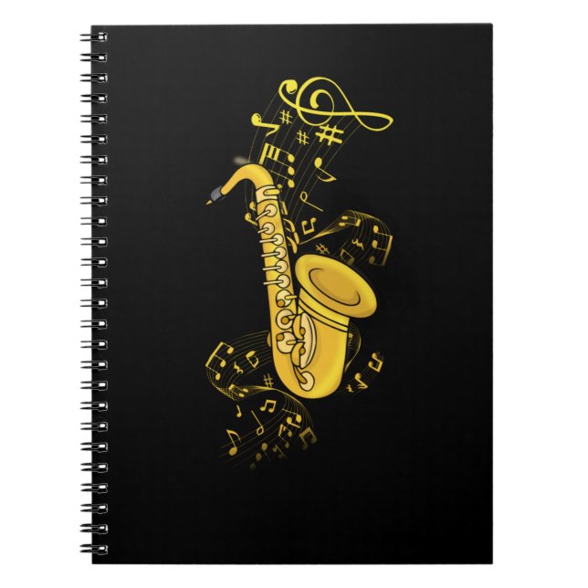 Caderno Espiral Jogador saxofone Jazz Music Gift Men Grande Banda (Frente)