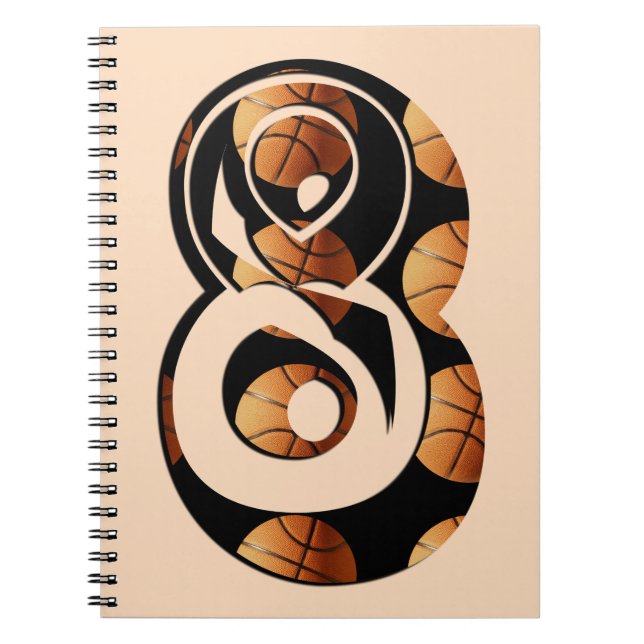 Caderno Espiral Jogadores De Basquete Número Oito Com Bolas De Bas (Frente)