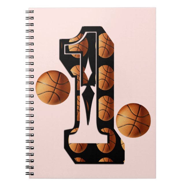 Caderno Espiral Jogadores De Basquete Número Um Com Bolas De Basqu (Frente)