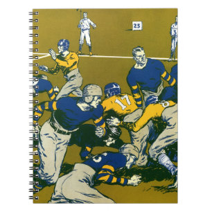 Caderno Espiral Jogo de Futebol Vintage Esporte, equipes Douradas