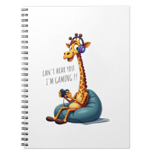 Caderno Espiral Jogo Engraçado Gamer Giraffe Jogos Para Jogo De Ho