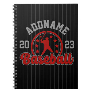 Caderno Espiral Jogo Jogador da Equipe Baseball de NOME Personaliz