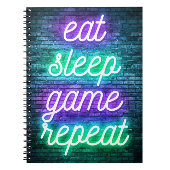 Caderno Espiral Jogos Comer Dormir Repetir (Frente)