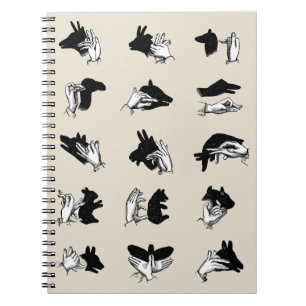 Caderno Espiral Jogos de Sombras com Fantoche de Mão Vintage