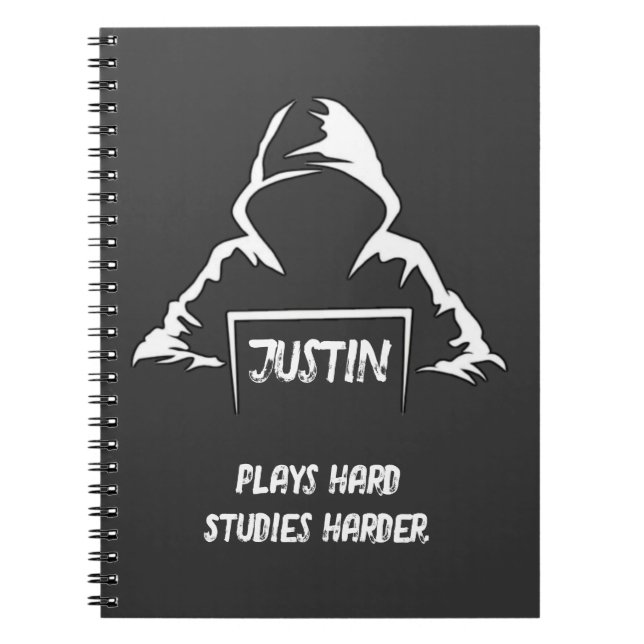 Caderno Espiral Jogue duro Estude Mais duro Camiseta Legal e Elega (Frente)