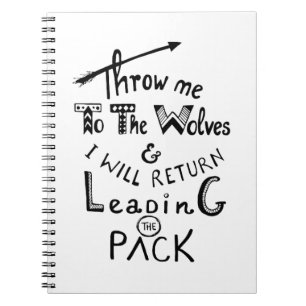 Caderno Espiral Jogue-me aos lobos! Citação motivacional