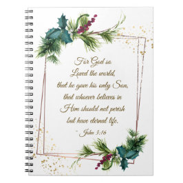 Caderno Espiral John 3:16 Deus tão amado pelo Natal