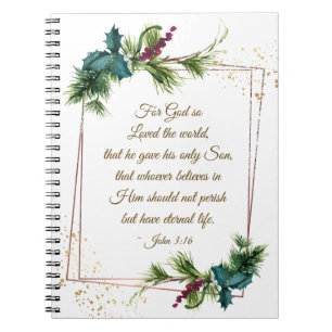 Caderno Espiral John 3:16 Deus tão amado pelo Natal