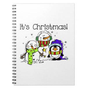 Caderno Espiral Jolly Cute Snowmen e Pinguins É Natal