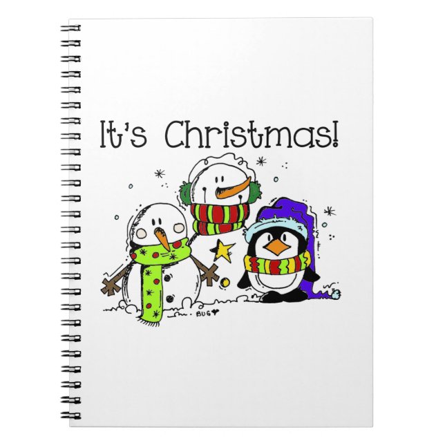 Caderno Espiral Jolly Cute Snowmen e Pinguins É Natal (Frente)