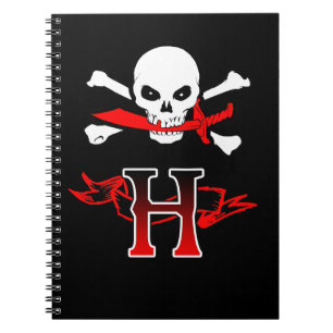 Caderno Espiral Jolly Roger H Monograma Inicial