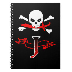 Caderno Espiral Jolly Roger J Monograma Inicial