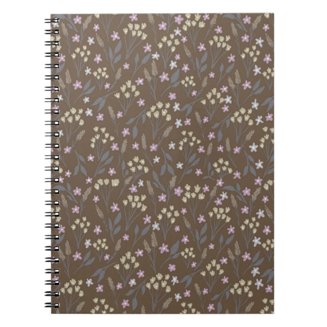 Caderno Espiral Jornal floral Brown (Frente)