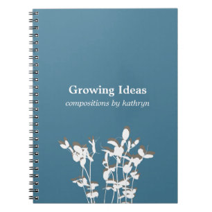 Caderno Espiral Jornal moderno de notas azuis de plantas em cresci
