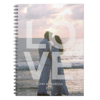 Caderno Espiral Jornal moderno do casamento do AMOR feito sob