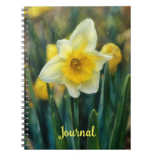 Caderno Espiral Jornal Pessoal Flor Amarela de Narciso