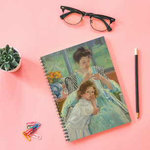 Caderno Espiral Jovem Mãe Costurando Mary Cassatt