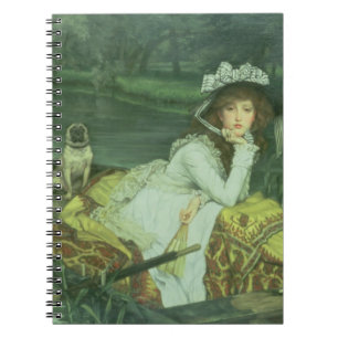 Caderno Espiral Jovem mulher de James Tissot   em um barco, ou