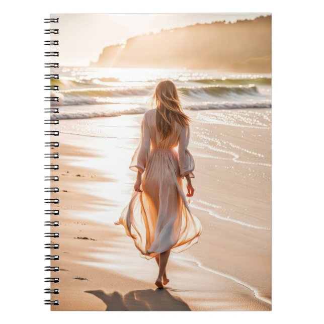 Caderno Espiral Jovens caminhando na praia (Frente)