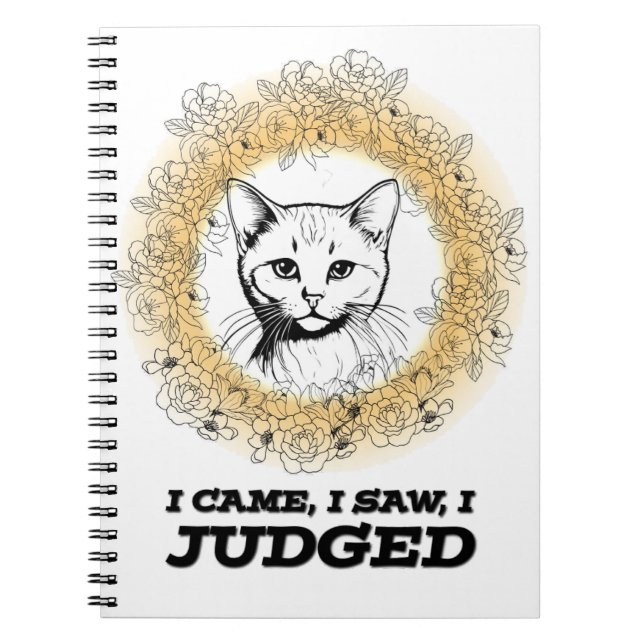 Caderno Espiral Judgy Cat Floral Design – Eu Vim Eu Vi Eu Julguei (Frente)