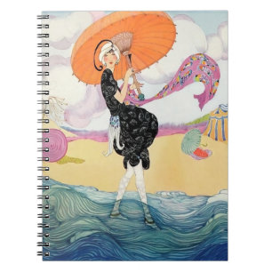 Caderno Espiral Julho de 1919 Helen Dryden Woman em Praia