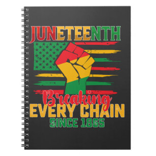 Caderno Espiral Juneteenth quebrando todas as correntes desde 1865