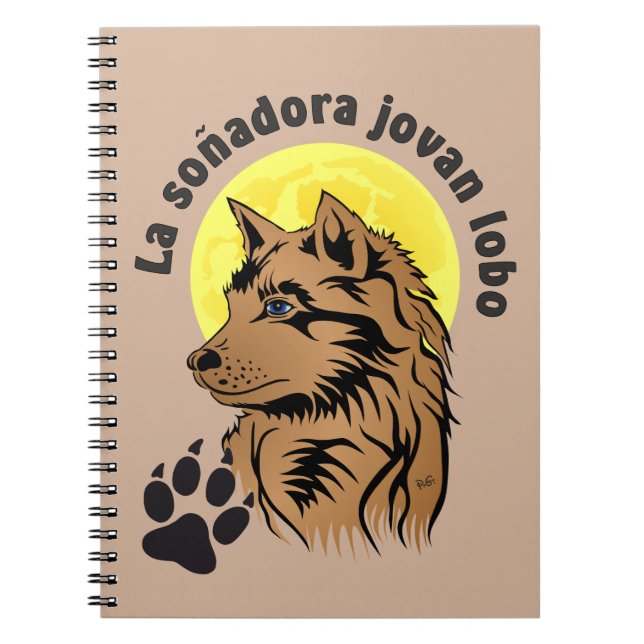 Caderno Espiral junger träumender Wolf Notizheft (Frente)