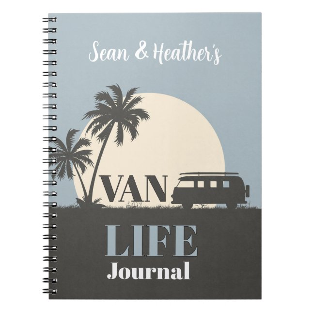 Caderno Espiral JUNTOS! Diário personalizado 🚐 Van Life para dois (Frente)