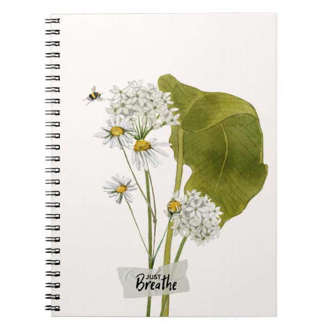 Caderno Espiral "Just Breathe" a Simple Minimalist Daisy Notebook (Frente)