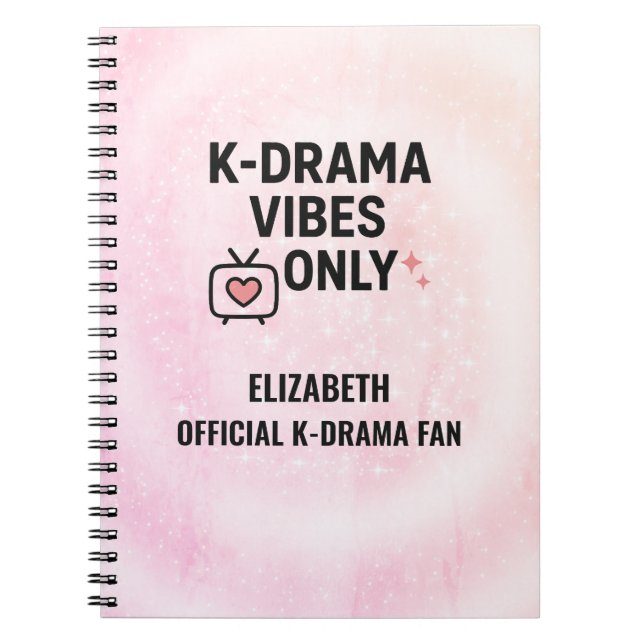 Caderno Espiral K-Drama Vibes Only Personalized  (Frente)