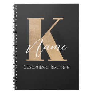 Caderno Espiral K & Name Iniciais Monogramados Modernos Personaliz
